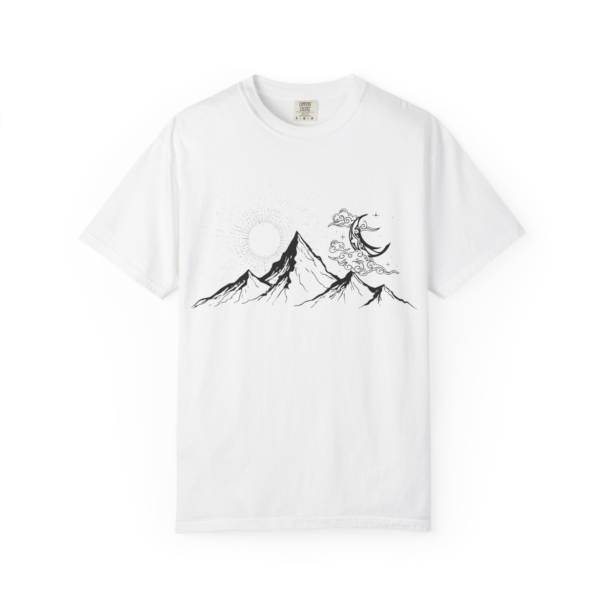Mountain Climbers Graphic T-Shirt — Minimal Line Art Mountains & Climbers