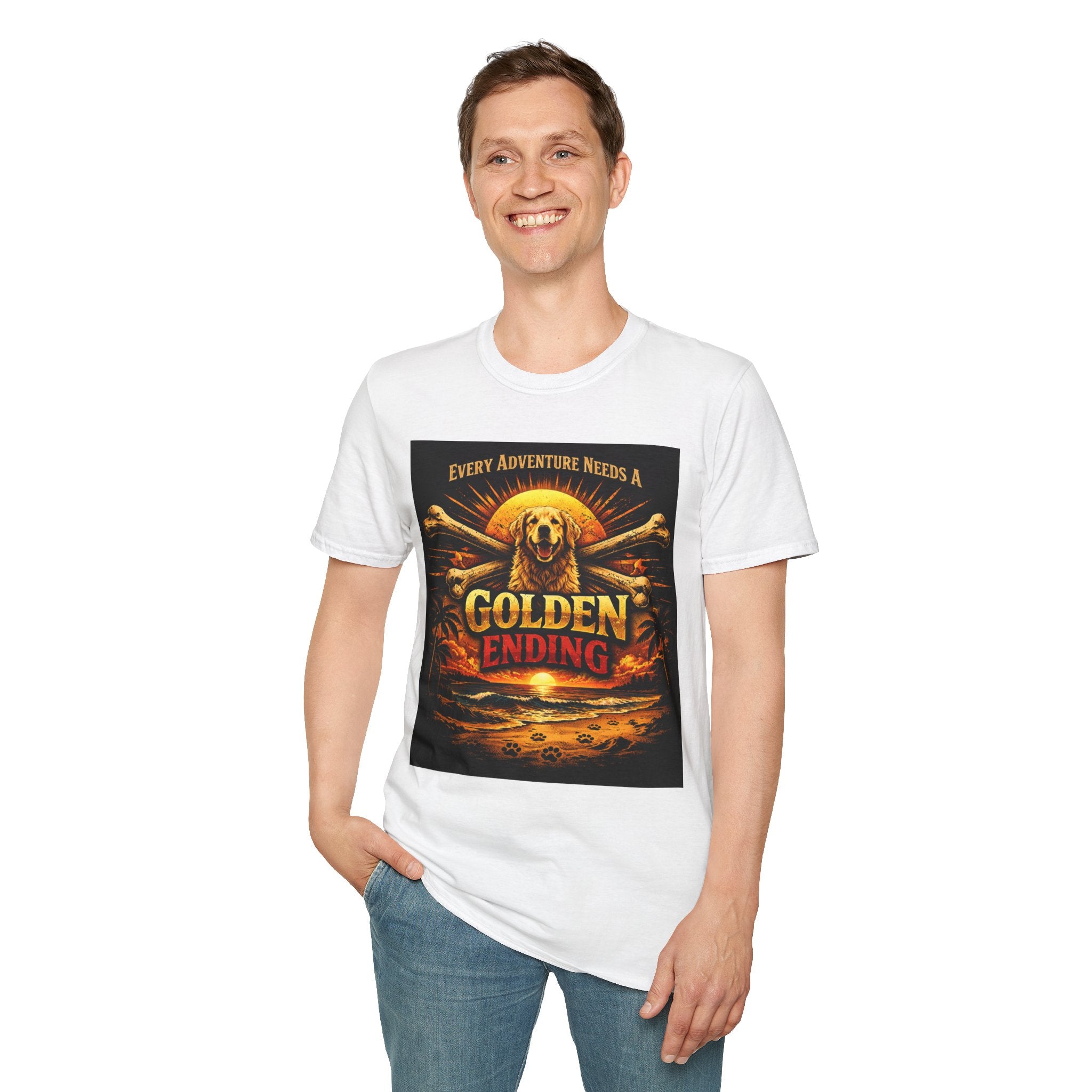 Golden Retriever T-Shirt — "Every Adventure Needs a Golden Ending" Dog Lover Tee