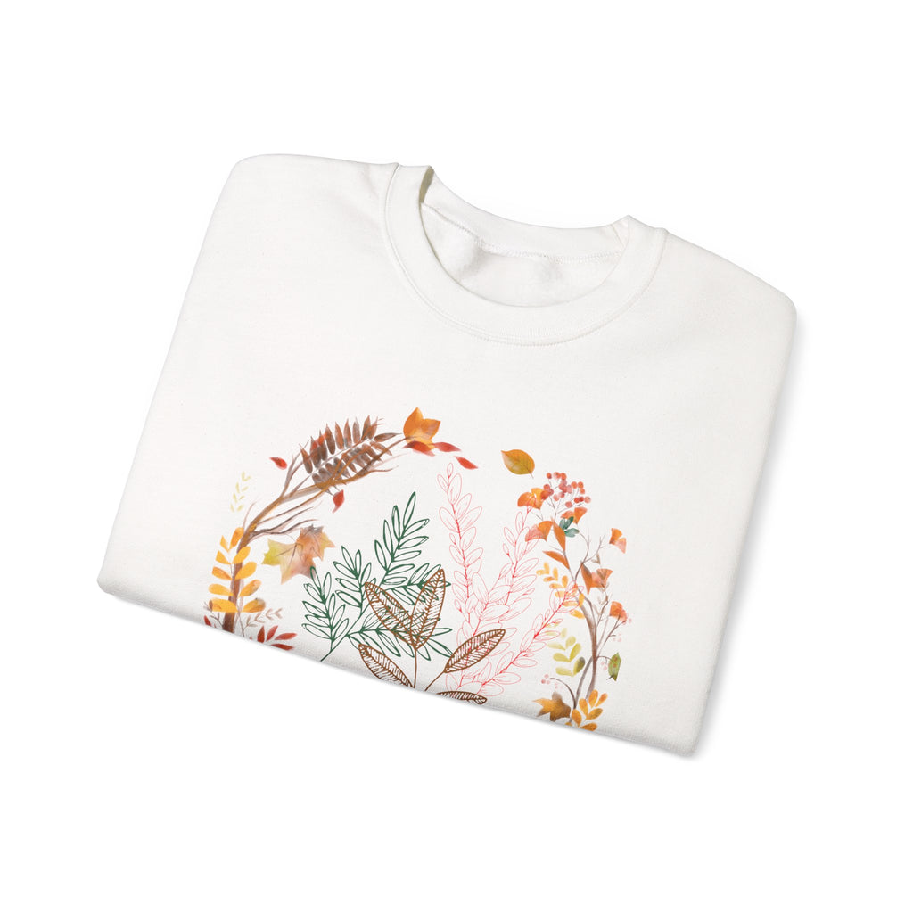 Autumn Floral Wreath Sweatshirt — Cozy Fall Leaves Crewneck