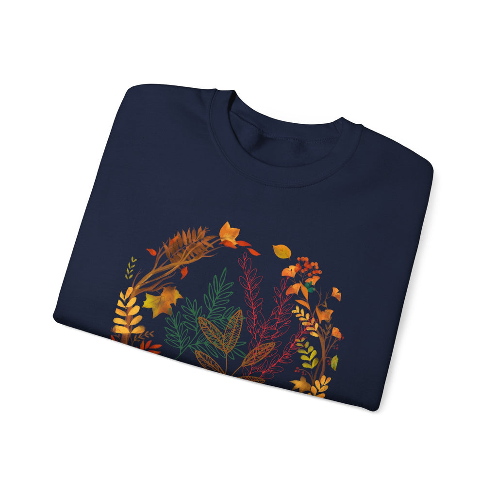 Autumn Floral Wreath Sweatshirt — Cozy Fall Leaves Crewneck