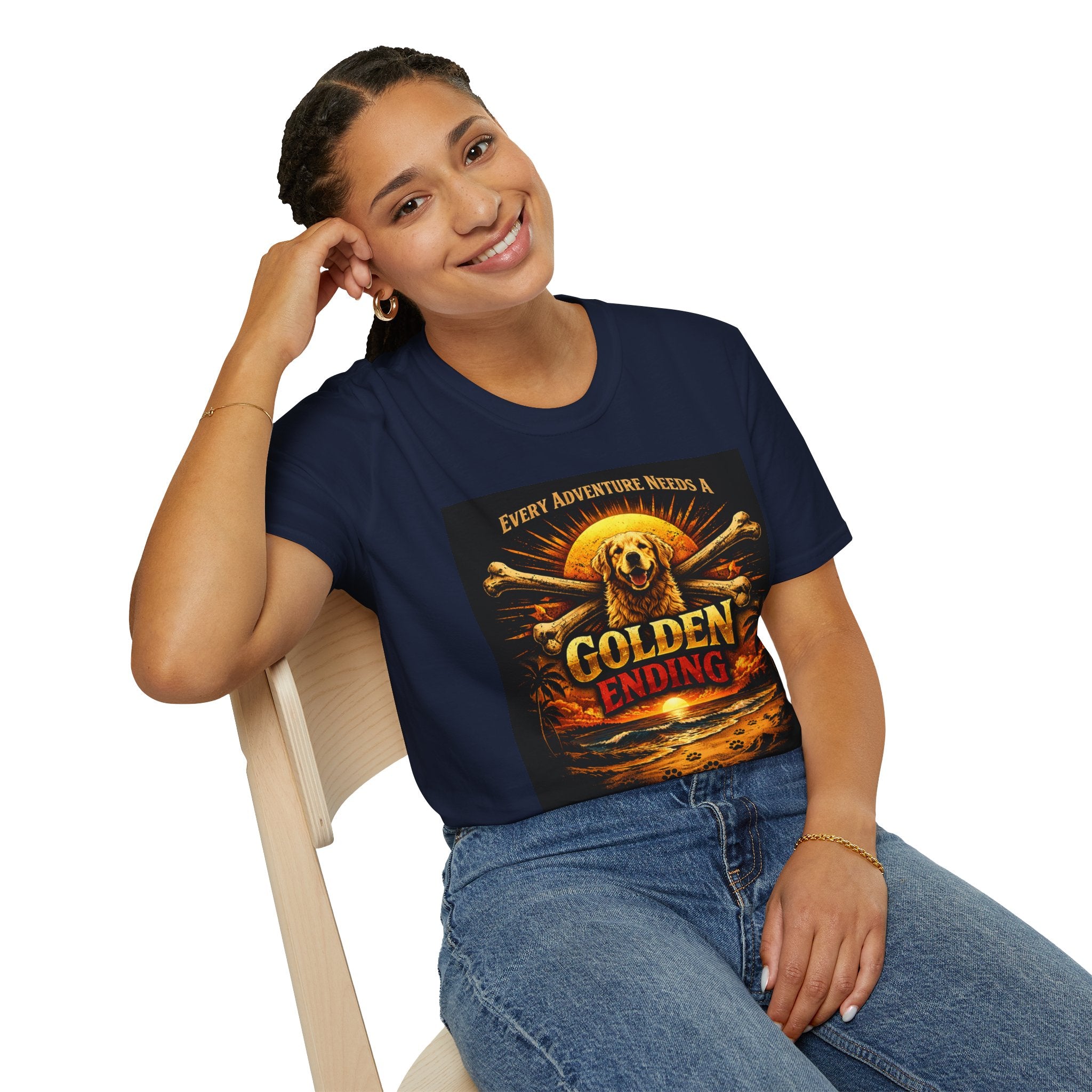Golden Retriever T-Shirt — "Every Adventure Needs a Golden Ending" Dog Lover Tee