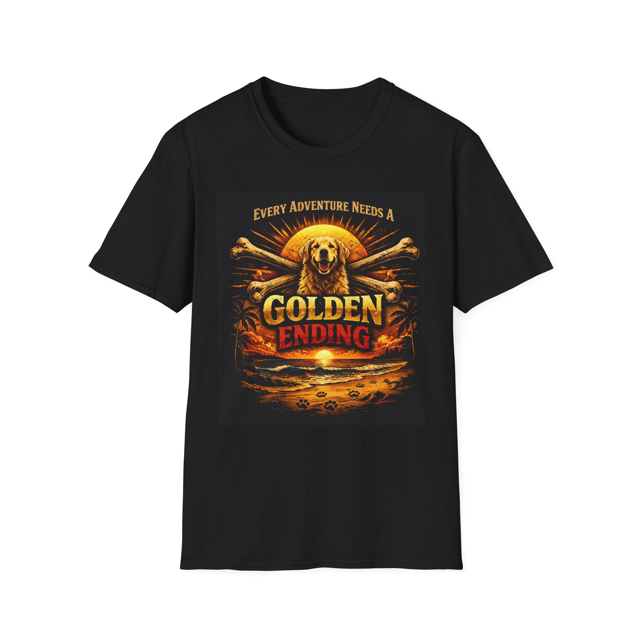 Golden Retriever T-Shirt — "Every Adventure Needs a Golden Ending" Dog Lover Tee