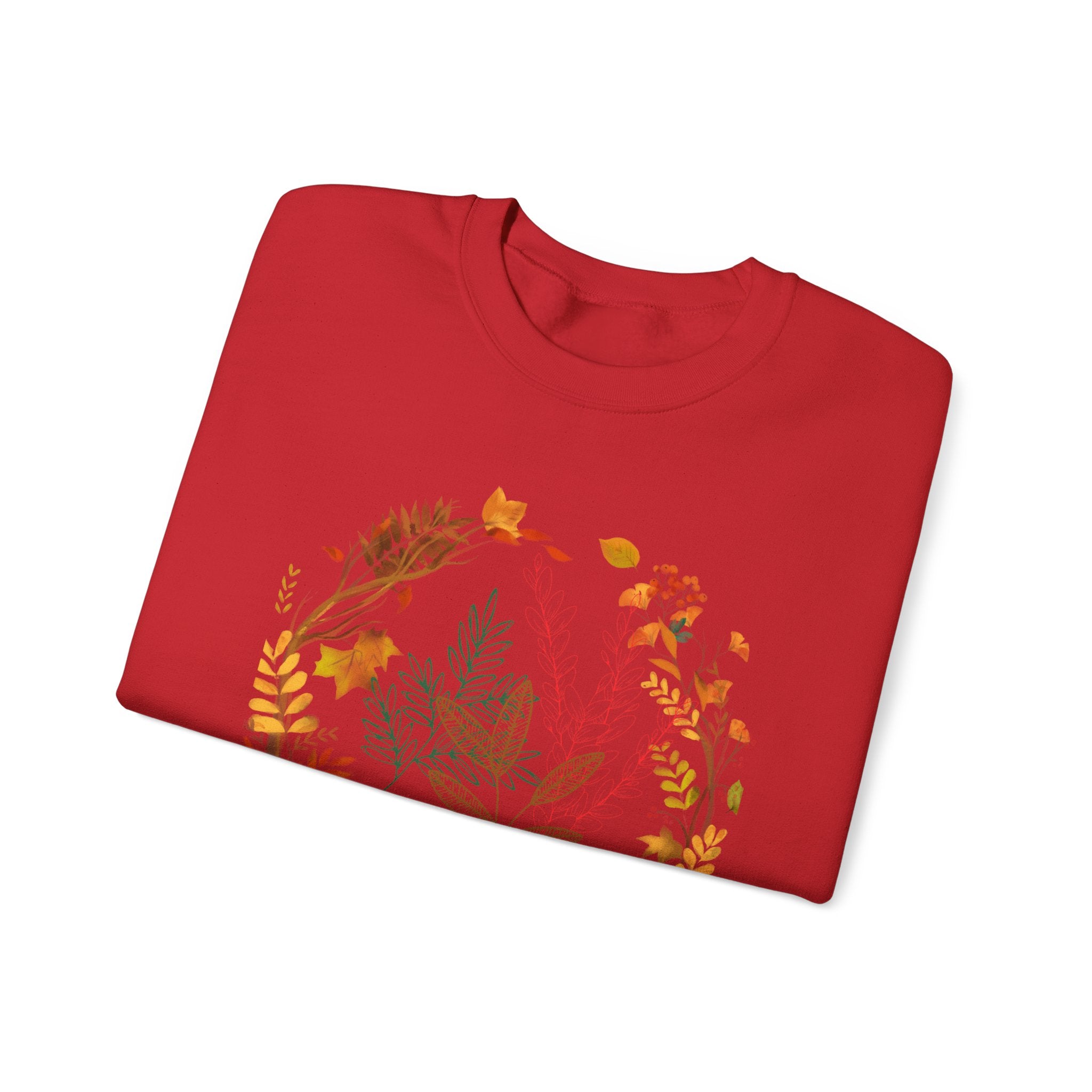 Autumn Floral Wreath Sweatshirt — Cozy Fall Leaves Crewneck