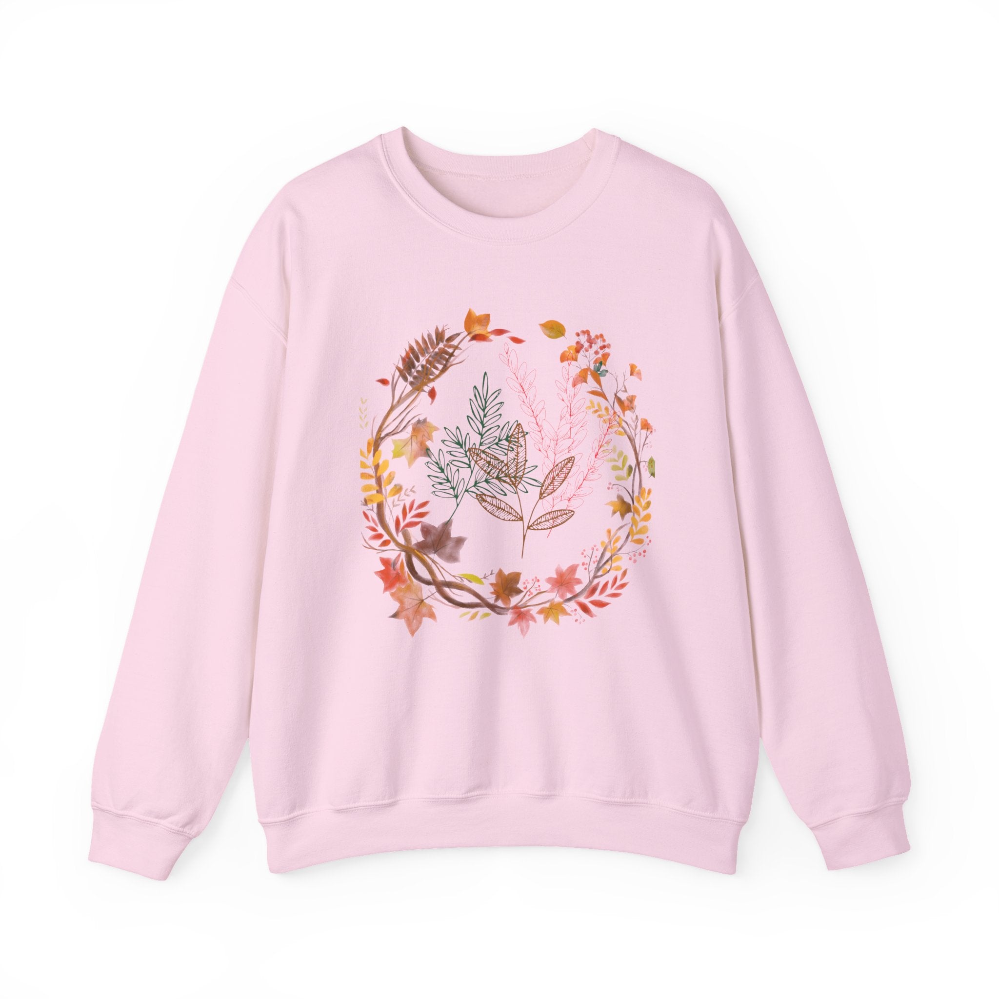 Autumn Floral Wreath Sweatshirt — Cozy Fall Leaves Crewneck
