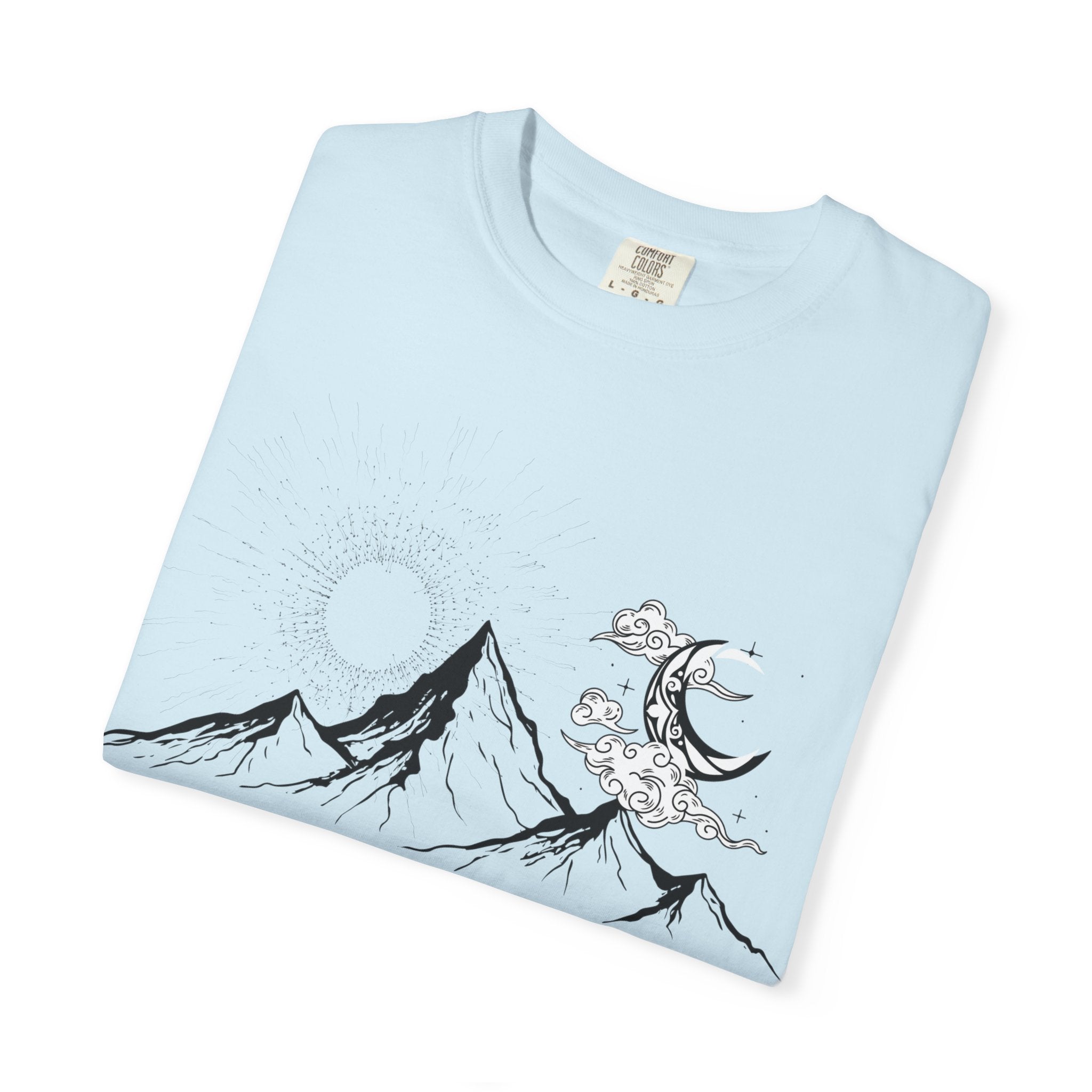 Mountain Climbers Graphic T-Shirt — Minimal Line Art Mountains & Climbers