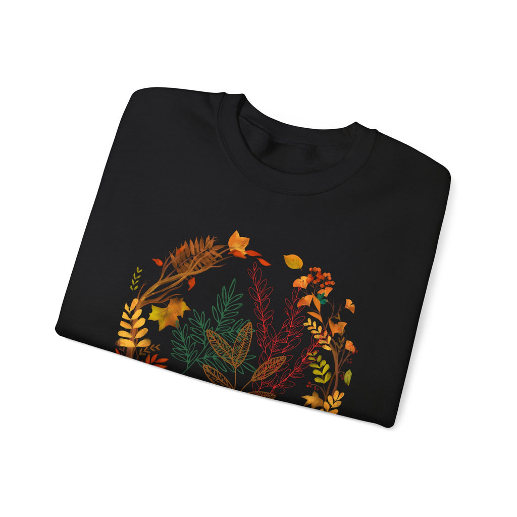 Autumn Floral Wreath Sweatshirt — Cozy Fall Leaves Crewneck
