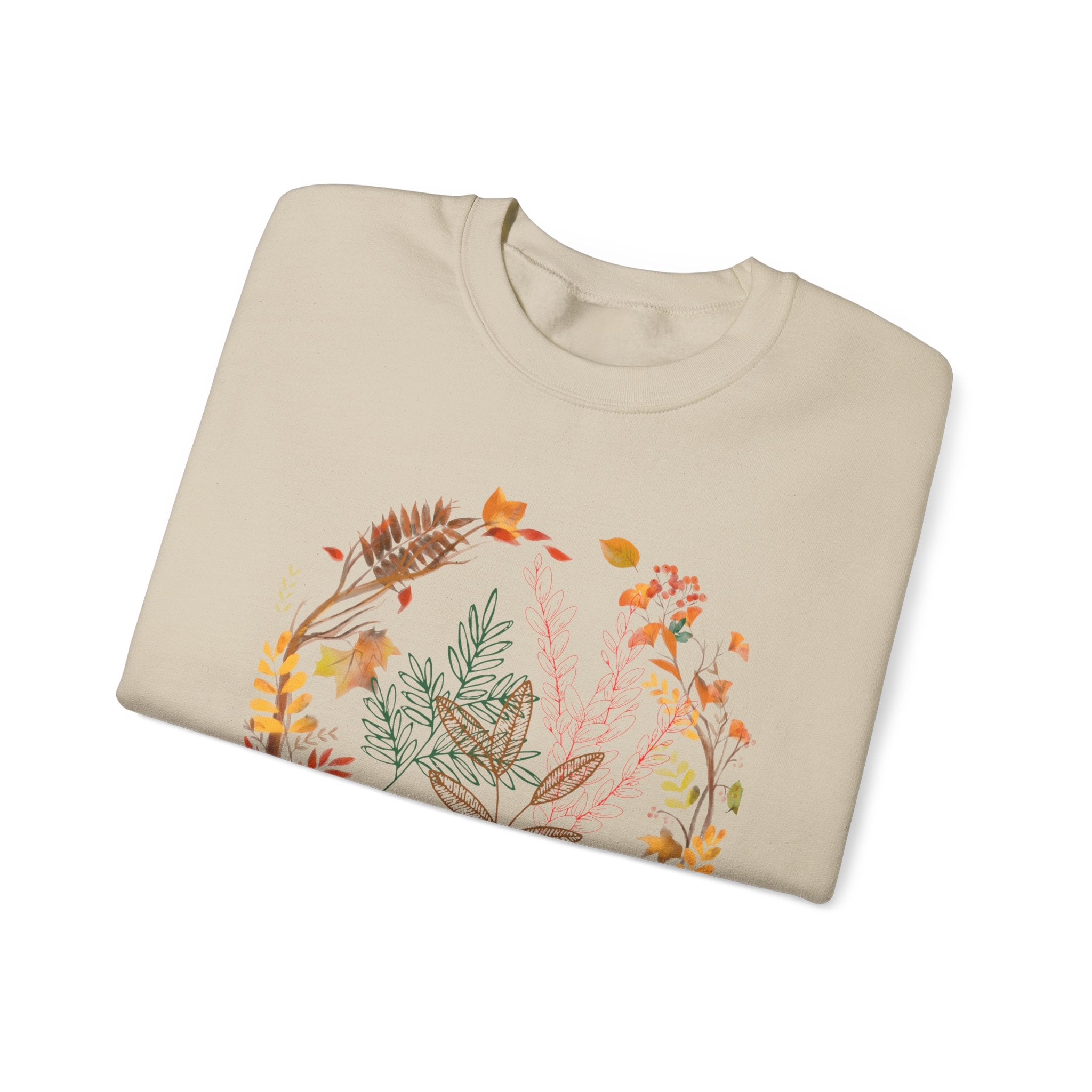 Autumn Floral Wreath Sweatshirt — Cozy Fall Leaves Crewneck