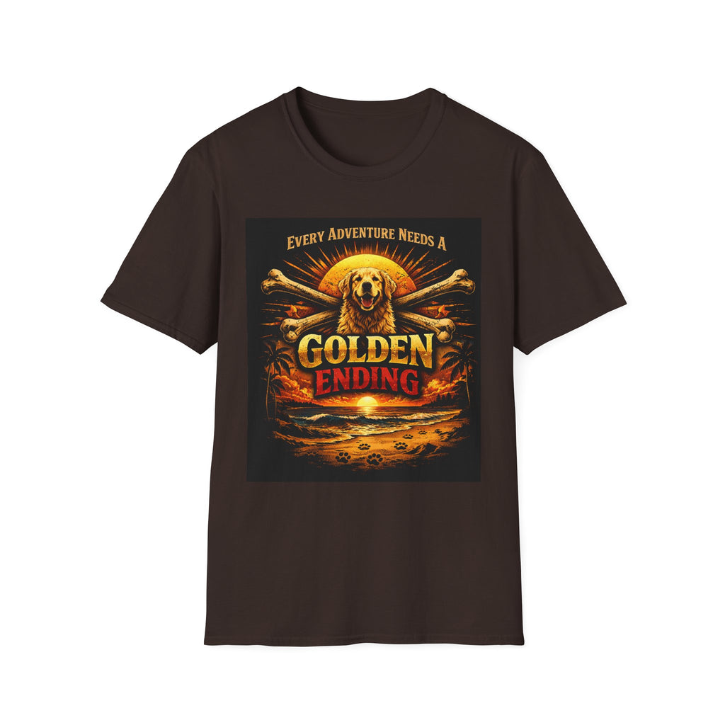 Golden Retriever T-Shirt — "Every Adventure Needs a Golden Ending" Dog Lover Tee