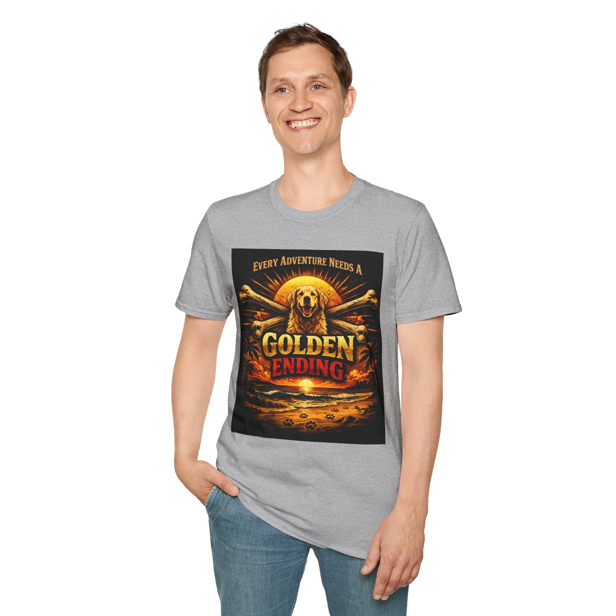 Golden Retriever T-Shirt — "Every Adventure Needs a Golden Ending" Dog Lover Tee