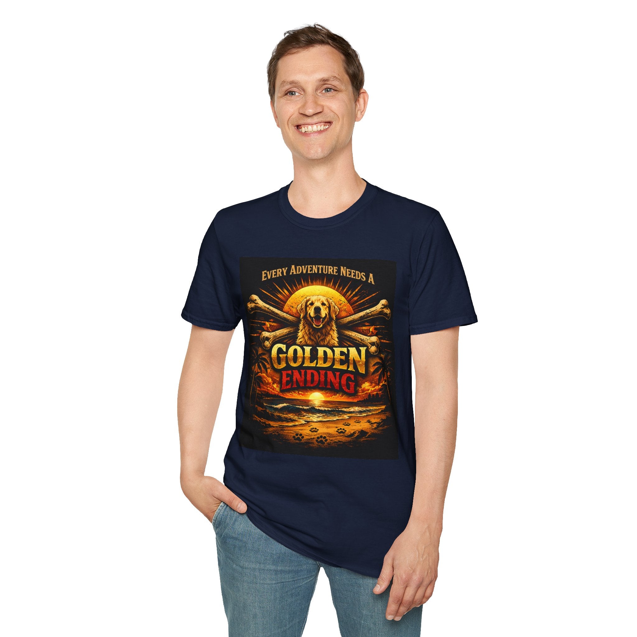 Golden Retriever T-Shirt — "Every Adventure Needs a Golden Ending" Dog Lover Tee