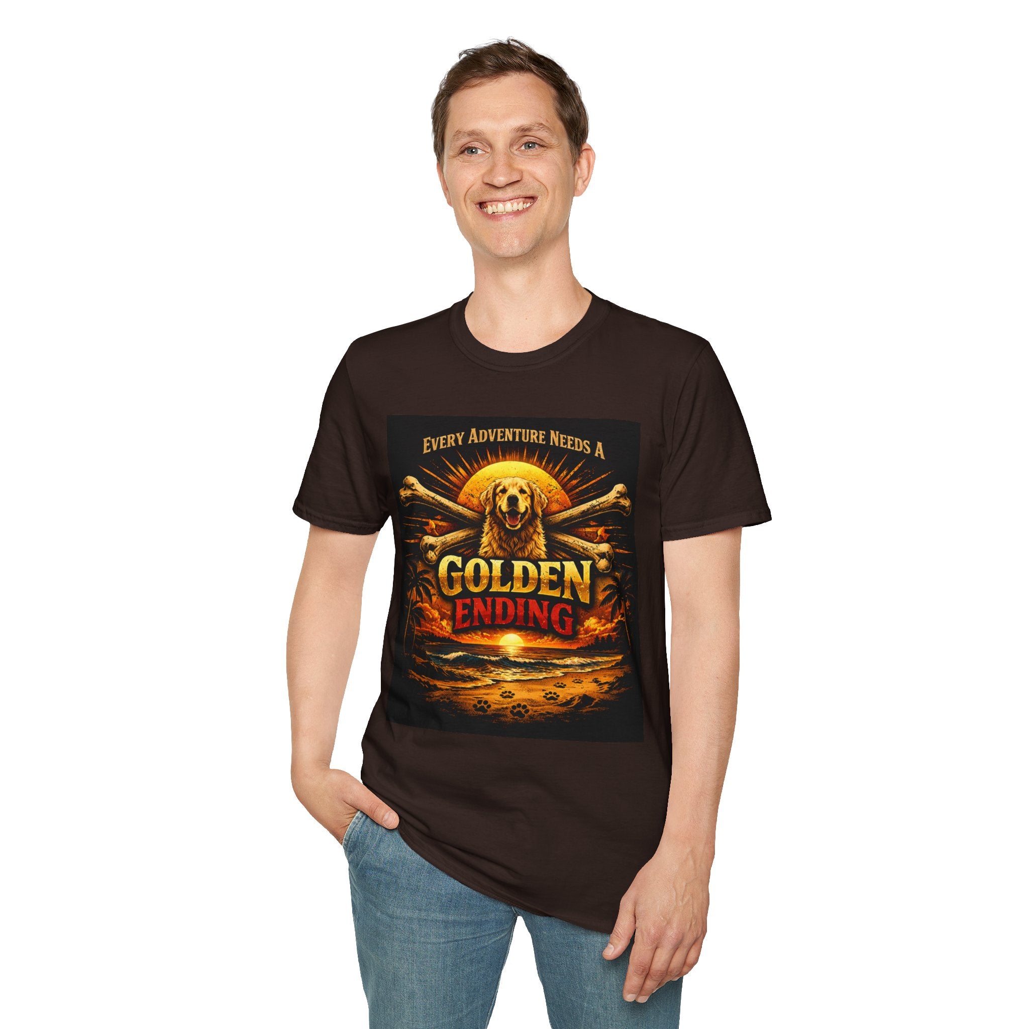Golden Retriever T-Shirt — "Every Adventure Needs a Golden Ending" Dog Lover Tee