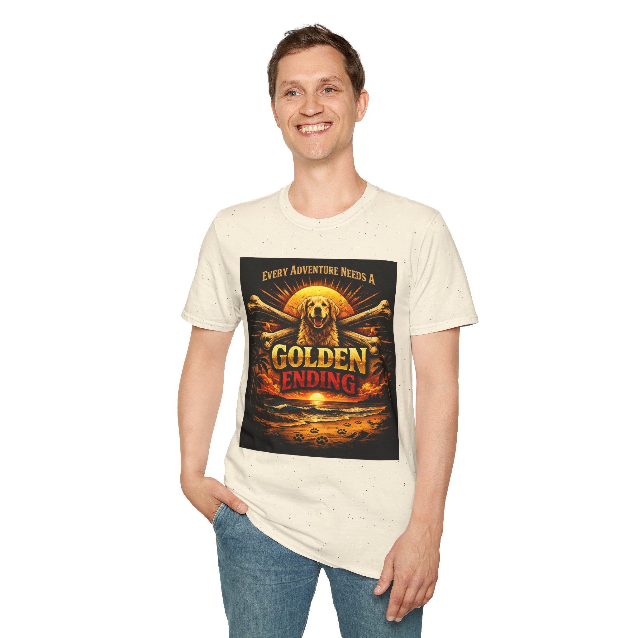 Golden Retriever T-Shirt — "Every Adventure Needs a Golden Ending" Dog Lover Tee