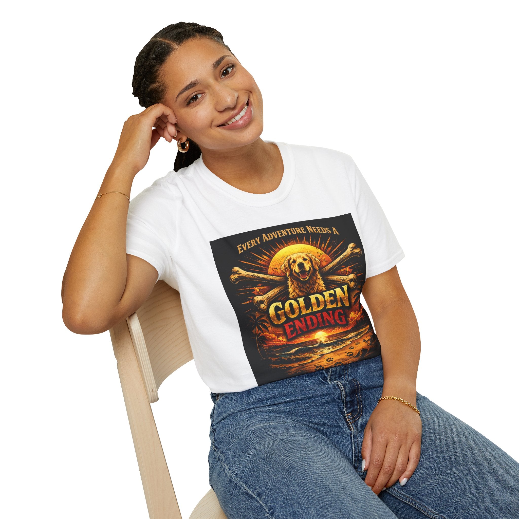 Golden Retriever T-Shirt — "Every Adventure Needs a Golden Ending" Dog Lover Tee