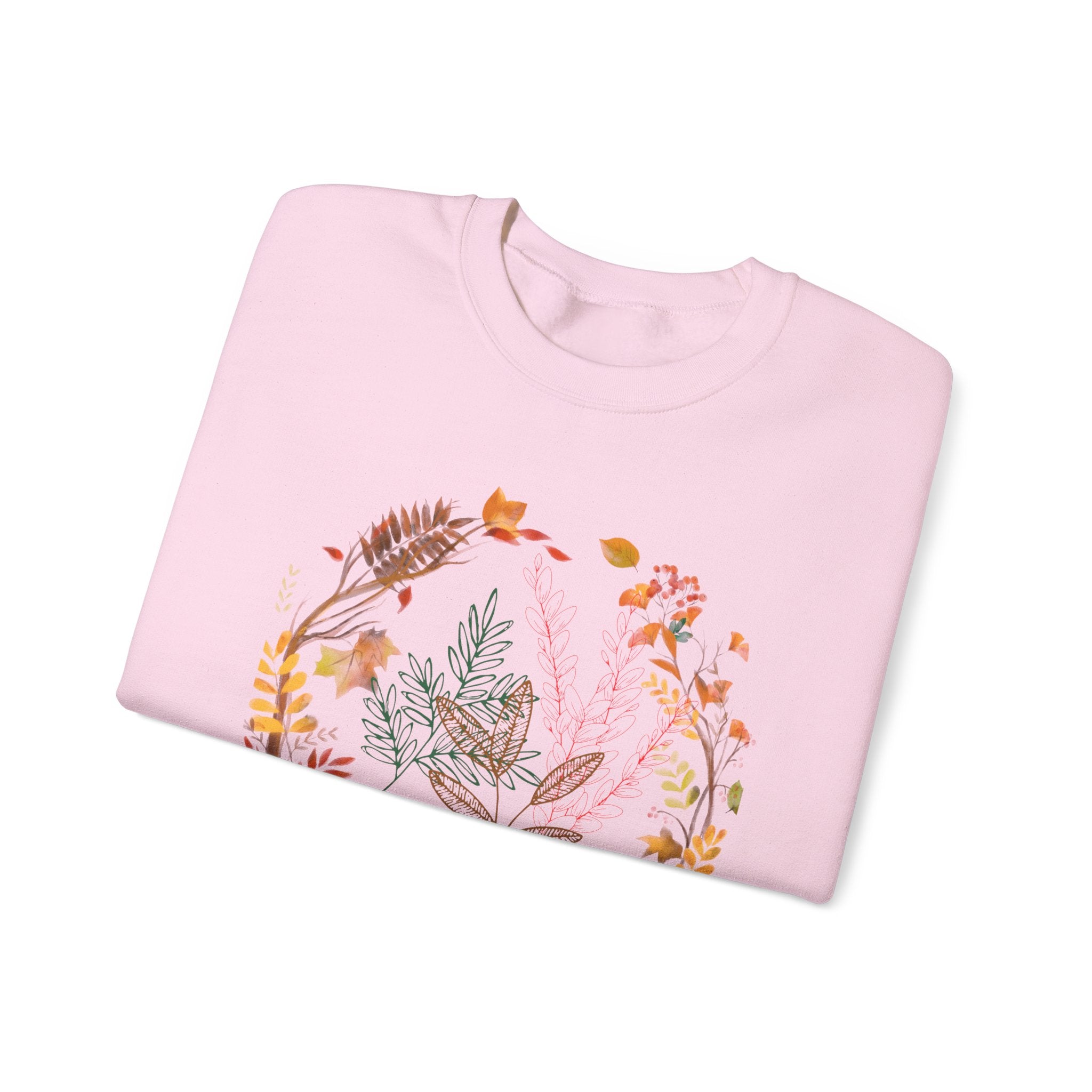 Autumn Floral Wreath Sweatshirt — Cozy Fall Leaves Crewneck