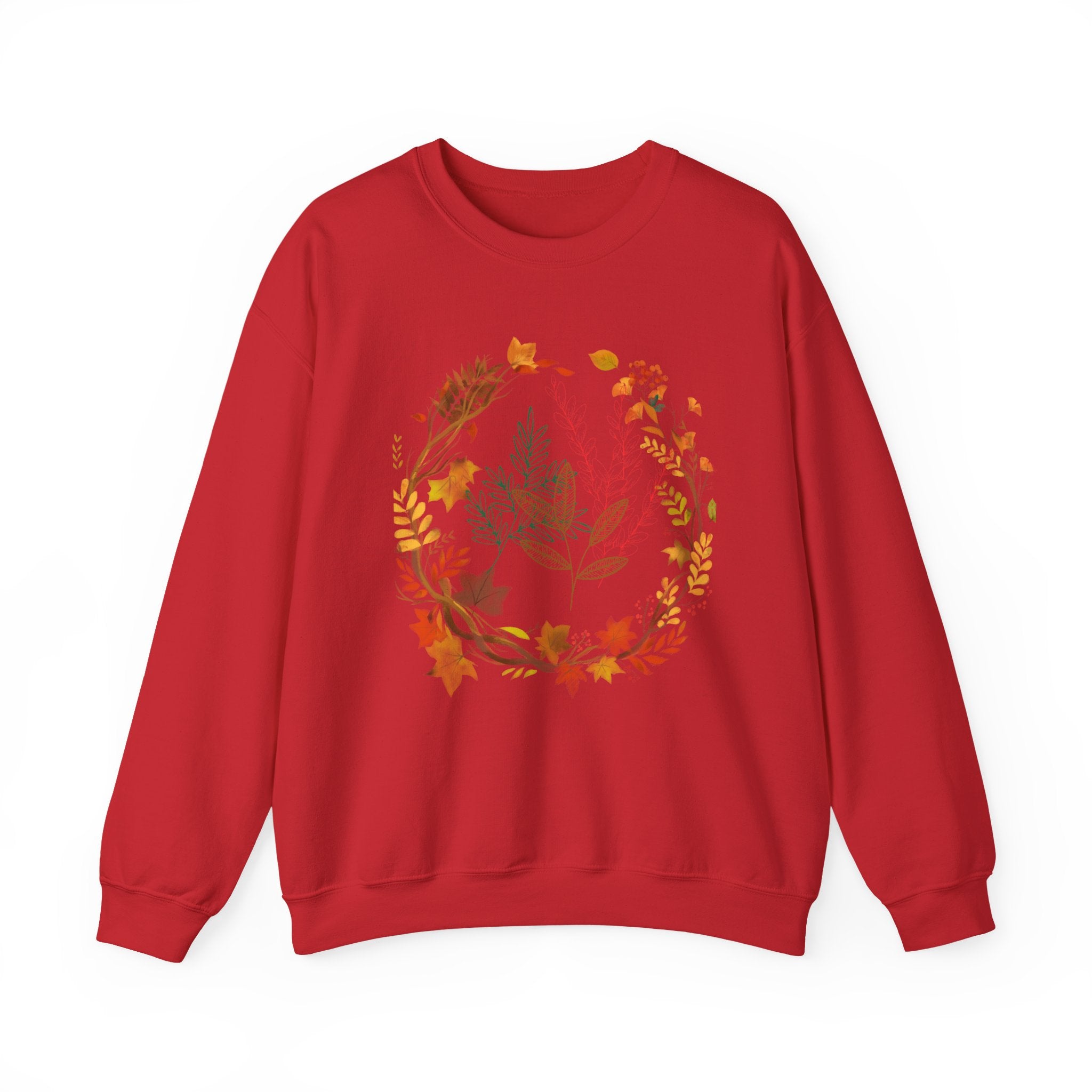 Autumn Floral Wreath Sweatshirt — Cozy Fall Leaves Crewneck