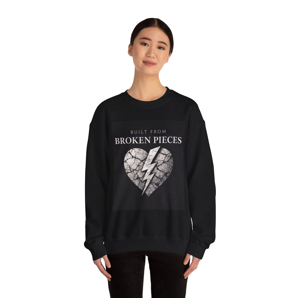 Broken Pieces Heart Crewneck Sweatshirt-Sweatshirt-Everwave Co Apparel