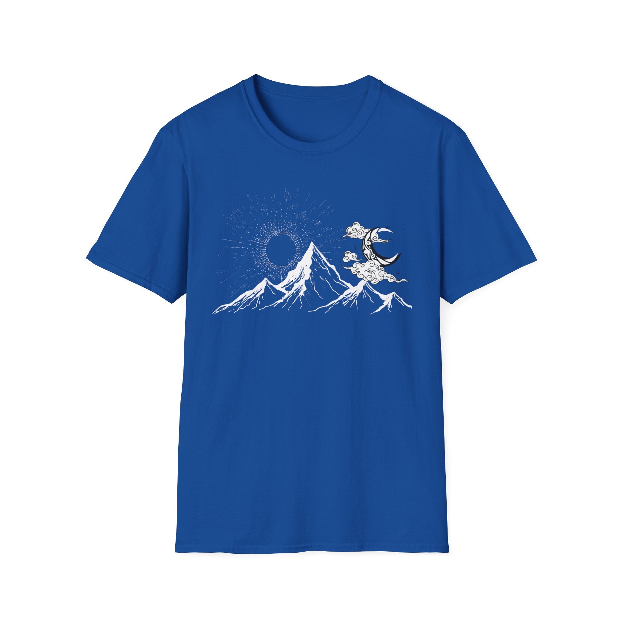 Mountain Nightscape T-Shirt — Solar Eclipse & Moonlit Peaks Graphic Tee