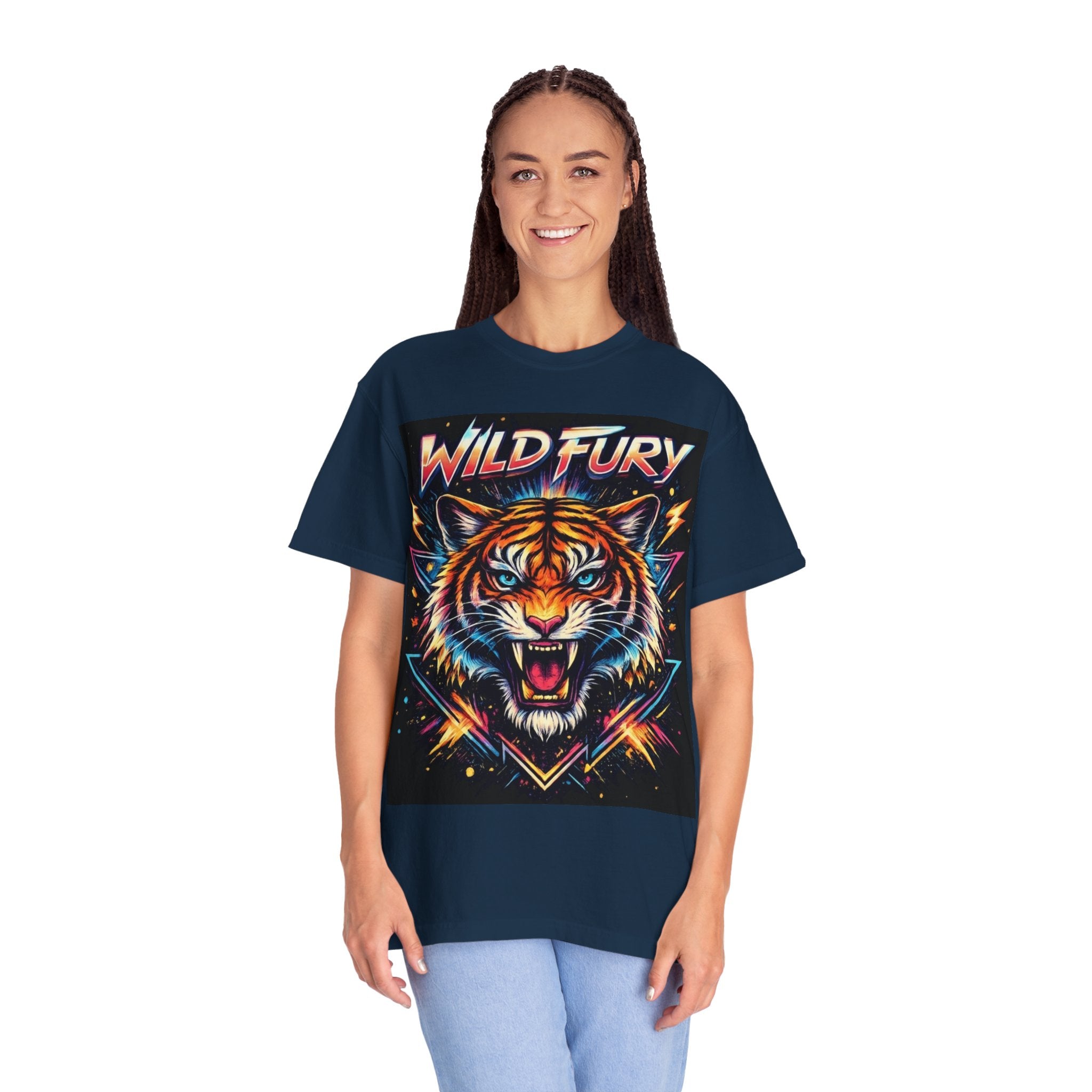 Wild Fury Tiger Vintage Neon Graphic T-Shirt-T-Shirt-Everwave Co Apparel