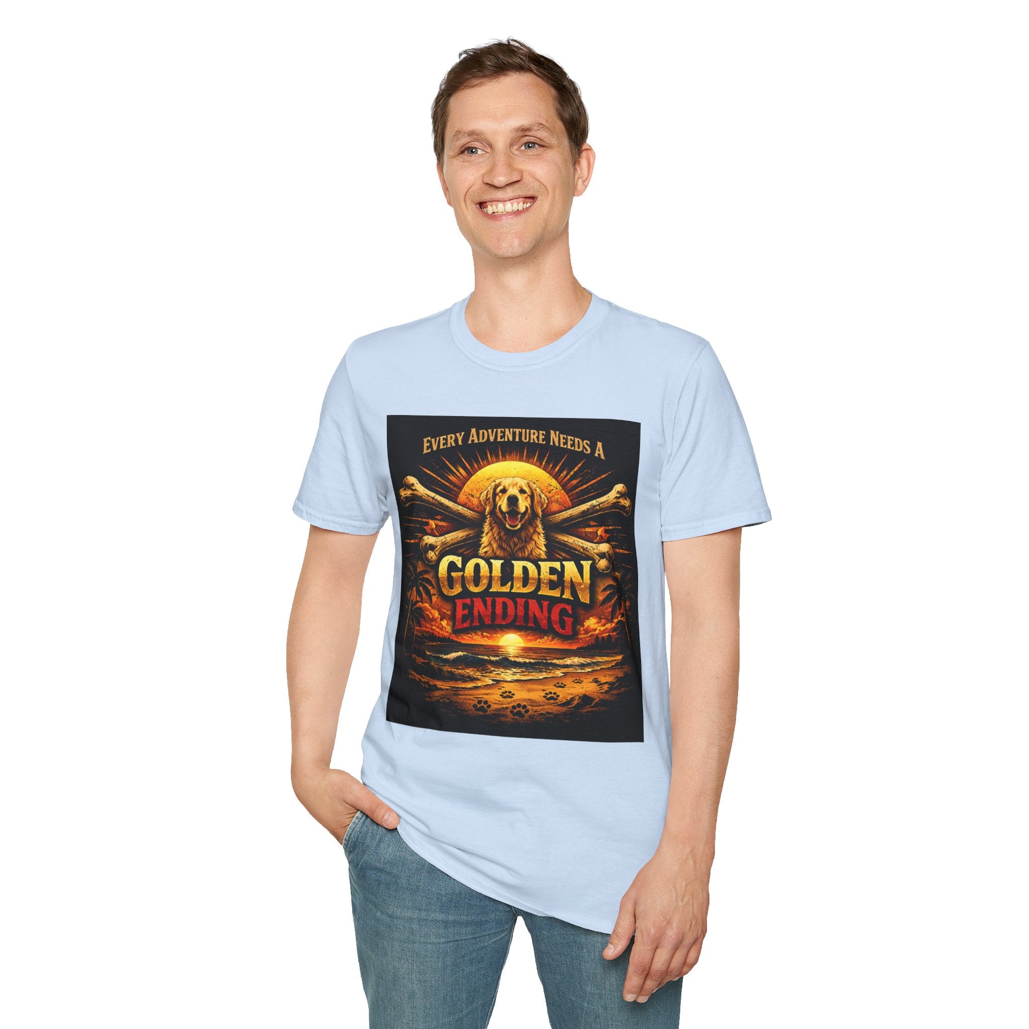 Golden Retriever T-Shirt — "Every Adventure Needs a Golden Ending" Dog Lover Tee